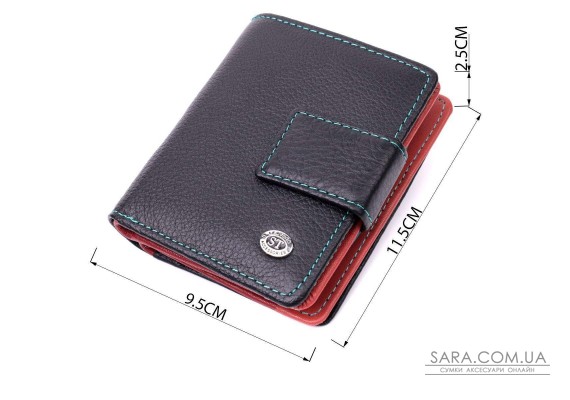 Вертикальный небольшой женский кошелек из натуральной кожи ST Leather 19436 Черный