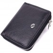 Женский кожаный кошелек на молнии с металлическим логотипом производителя ST Leather 19483 Черный