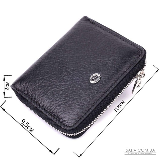 Женский кожаный кошелек на молнии с металлическим логотипом производителя ST Leather 19483 Черный Женский кожаный кошелек на молнии с металлическим логотипом производителя ST Leather 19483 Черный