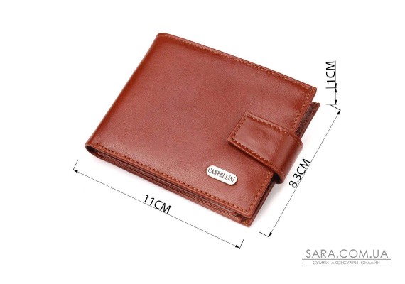 Компактный мужской кошелек из натуральной гладкой кожи CANPELLINI 21508 Светло-коричневый