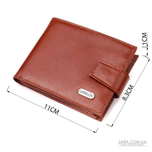 Компактный мужской кошелек из натуральной гладкой кожи CANPELLINI 21508 Светло-коричневый Компактный мужской кошелек из натуральной гладкой кожи CANPELLINI 21508 Светло-коричневый