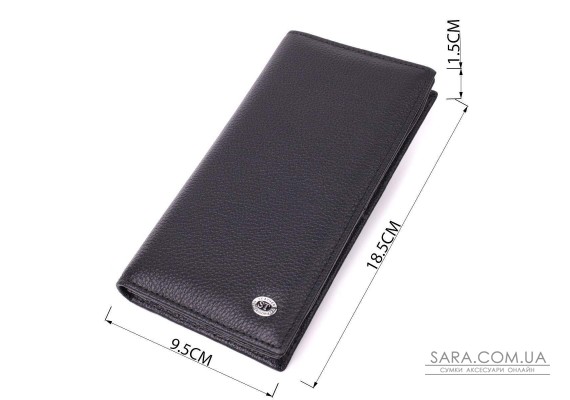 Женский вертикальный кошелек на магнитах из натуральной кожи ST Leather 22538 Черный