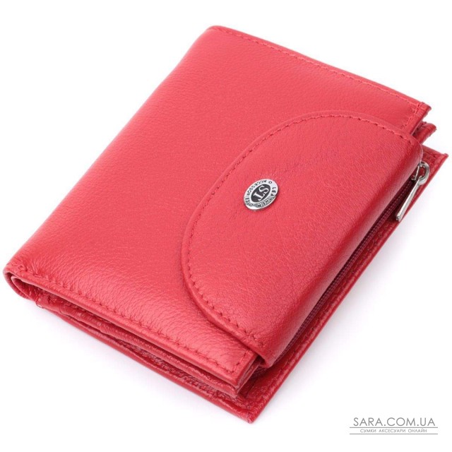 Яскравий жіночий гаманець із монетницею з натуральної шкіри ST Leather 22712 Червоний Яскравий жіночий гаманець із монетницею з натуральної шкіри ST Leather 22712 Червоний