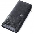 Лакированный тонкий кошелек с фактурой под рептилию из натуральной кожи ST Leather 22716 Черный