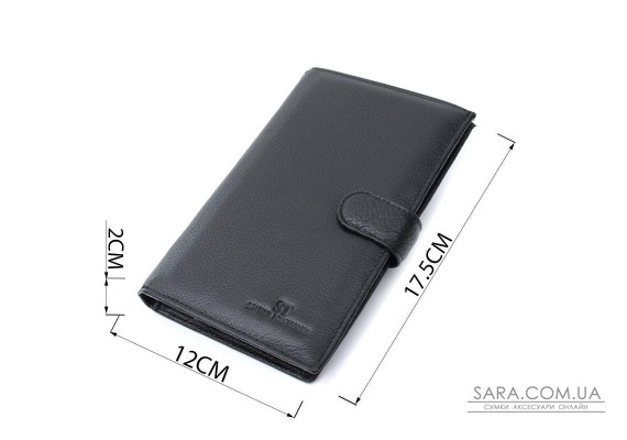 Універсальний чоловічий гаманець для грошей та документів з натуральної шкіри ST Leather 22735 Чорний