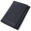 Удобный компактный кошелек с монетницей из натуральной кожи ST Leather 22742 Черный
