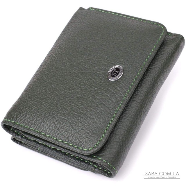 Жіночий гаманець компактного розміру з натуральної шкіри ST Leather 23072 Зелений Жіночий гаманець компактного розміру з натуральної шкіри ST Leather 23072 Зелений