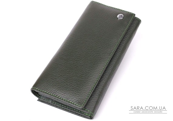 Стильный кошелек для женщин с монетницей из натуральной кожи ST Leather 23106 Зеленый
