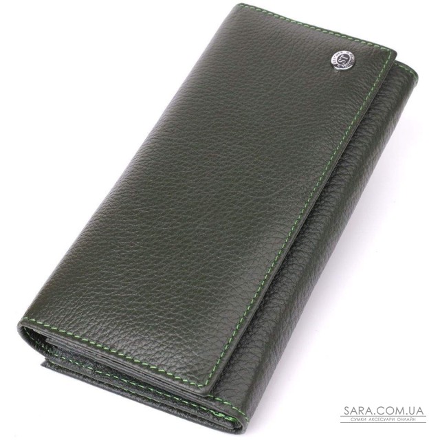 Стильный кошелек для женщин с монетницей из натуральной кожи ST Leather 23106 Зеленый Стильный кошелек для женщин с монетницей из натуральной кожи ST Leather 23106 Зеленый