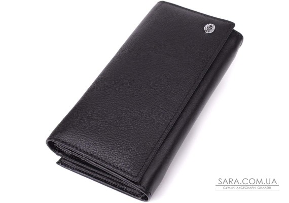 Функциональный женский кошелек на магнитах из натуральной кожи ST Leather 23112 Черный