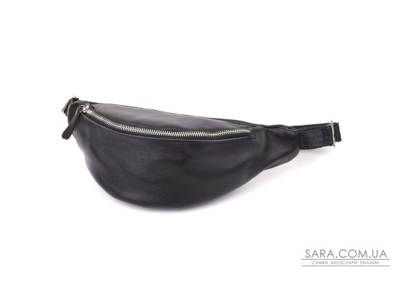 Зручна чоловіча бананка відмінної якості з гладкої натуральної шкіри Shvigel 23143 Чорний