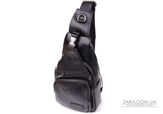 Чоловічі сумки через плече з натуральної шкіри Vintage 23048 Чорний