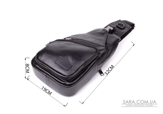 Чоловічі сумки через плече з натуральної шкіри Vintage 23048 Чорний