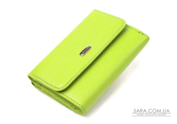 Молодежный стильный кошелек из натуральной кожи флотар CANPELLINI 21598 Салатовый