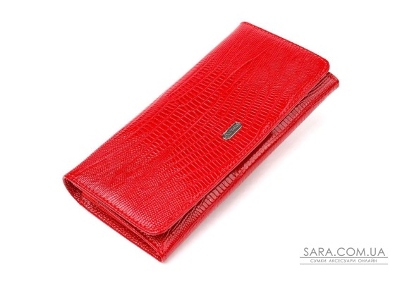Лакированный кошелек для женщин из натуральной фактурной кожи CANPELLINI 21609 Красный
