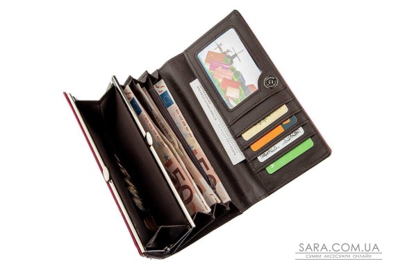 Кошелек женский из экокожи гладкий KIVI 19078 Малиновый