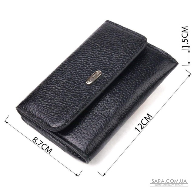 Класичний жіночий гаманець із натуральної шкіри флотар CANPELLINI 21591 Чорний Класичний жіночий гаманець із натуральної шкіри флотар CANPELLINI 21591 Чорний
