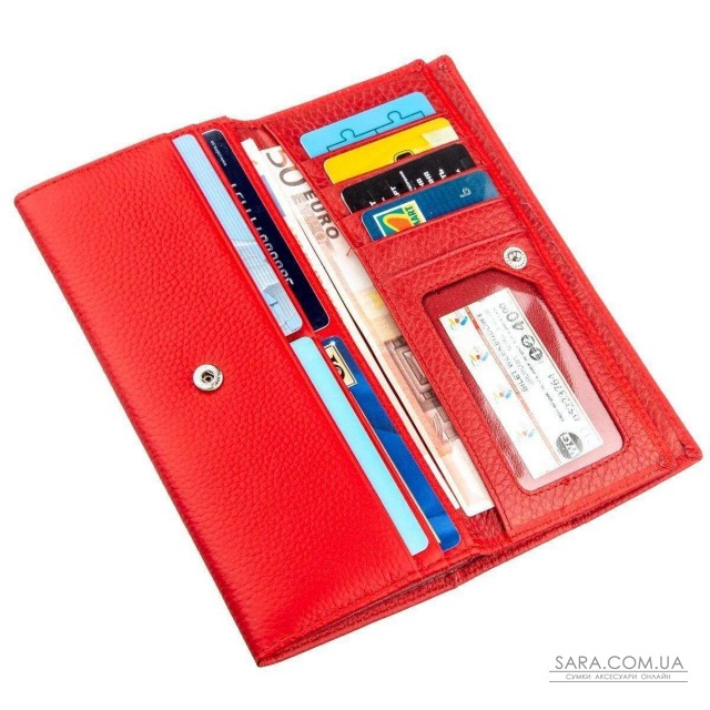 Яркий женский кошелек на кнопке ST Leather 18954 Красный Яркий женский кошелек на кнопке ST Leather 18954 Красный