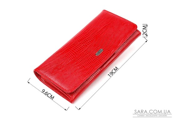 Лакированный кошелек для женщин из натуральной фактурной кожи CANPELLINI 21609 Красный