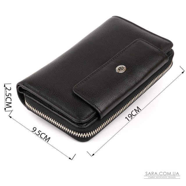 Кошелек из кожи на защелке ST Leather 19339 Черный Кошелек из кожи на защелке ST Leather 19339 Черный