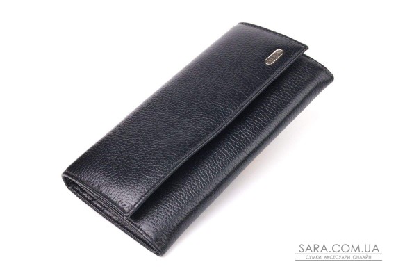 Женский вместительный кошелек из натуральной зернистой кожи CANPELLINI 21625 Черный