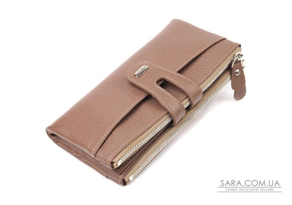 Интересный кошелек из натуральной зернистой кожи CANPELLINI 21634 Бежевый