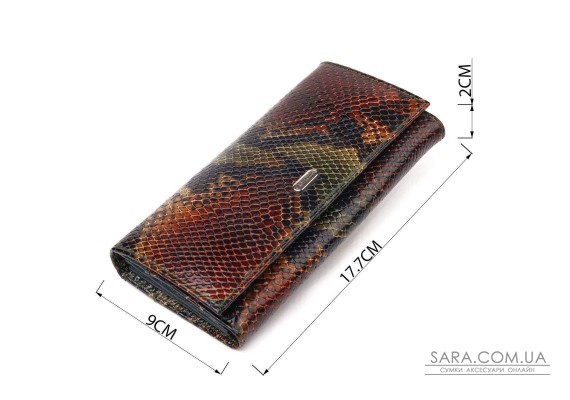 Горизонтальный женский кошелек из натуральной кожи с тиснением под змею CANPELLINI 21648 Разноцветный