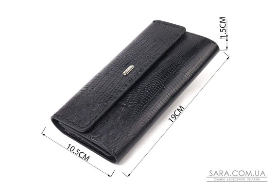 Фактурный вместительный женский кошелек из натуральной кожи CANPELLINI 21664 Черный