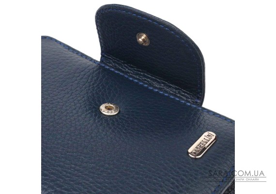 Интересный вертикальный кошелек из натуральной кожи CANPELLINI 21675 Синий