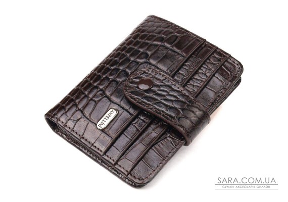 Цікавий гаманець для чоловіків з натуральної шкіри з тисненням під крокодила CANPELLINI 21689 Коричневий