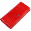 Вместительный женский кошелек из фактурной натуральной кожи с тиснением CANPELLINI 21709 Красный