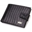 Невеликий фактурний чоловічий гаманець із натуральної шкіри з тисненням CANPELLINI 21748 Чорний