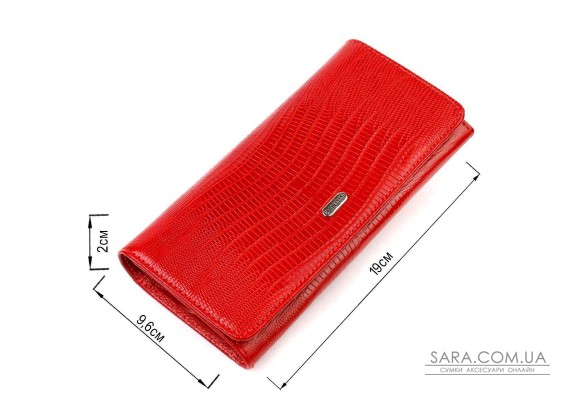 Вместительный женский кошелек из фактурной натуральной кожи с тиснением CANPELLINI 21709 Красный