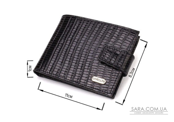 Невеликий фактурний чоловічий гаманець із натуральної шкіри з тисненням CANPELLINI 21748 Чорний