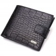 Зручний чоловічий гаманець із натуральної фактурної шкіри з тисненням під крокодила CANPELLINI 21790 Чорний