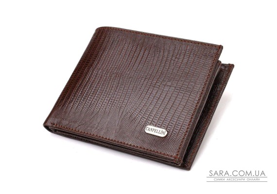 Стильний горизонтальний чоловічий гаманець середнього розміру з натуральної шкіри фактурної CANPELLINI 21864 Коричневий