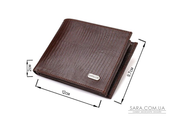 Стильний горизонтальний чоловічий гаманець середнього розміру з натуральної шкіри фактурної CANPELLINI 21864 Коричневий