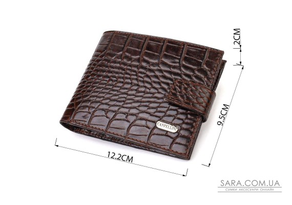 Функціональний горизонтальний гаманець для чоловіків з натуральної шкіри з тисненням під крокодила CANPELLINI 21885 Коричневий