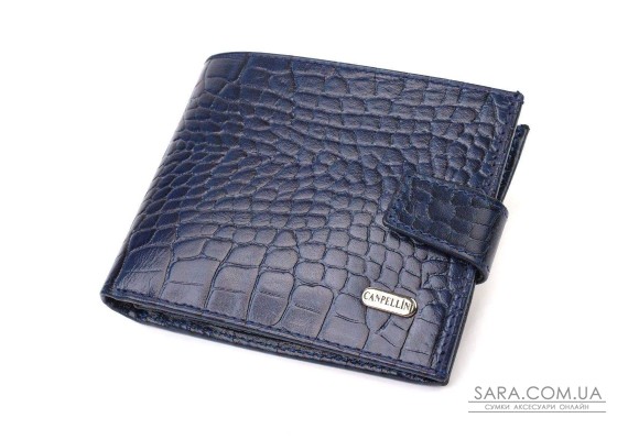 Гарний горизонтальний гаманець для чоловіків з натуральної шкіри з тисненням йод рептилію CANPELLINI 21889 Синий