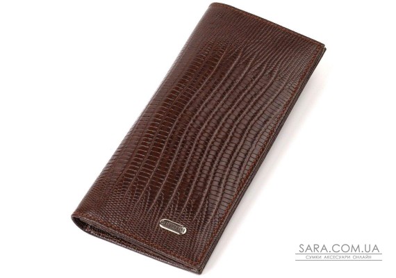 Фактурный мужской вертикальный бумажник из натуральной кожи с тиснением CANPELLINI 21899 Коричневый