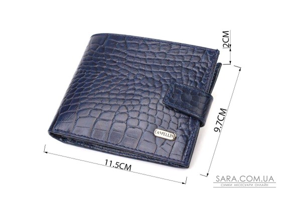 Гарний горизонтальний гаманець для чоловіків з натуральної шкіри з тисненням йод рептилію CANPELLINI 21889 Синий