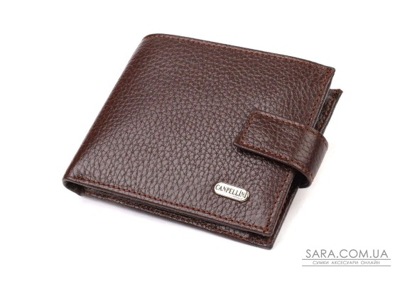 Гарний горизонтальний гаманець для чоловіків з натуральної шкіри флотар CANPELLINI 21891 Коричневий