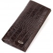 Стильный мужской вертикальный бумажник из натуральной кожи с тиснением под крокодила CANPELLINI 21900 Коричневый