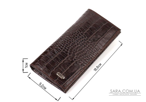 Стильный мужской вертикальный бумажник из натуральной кожи с тиснением под крокодила CANPELLINI 21900 Коричневый