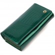 Лакированный женский кошелек с блоком для визиток из натуральной кожи ST Leather 19424 Зеленый