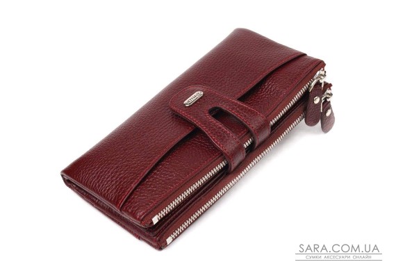 Красивый кошелек из натуральной зернистой кожи CANPELLINI 21636 Бордовый