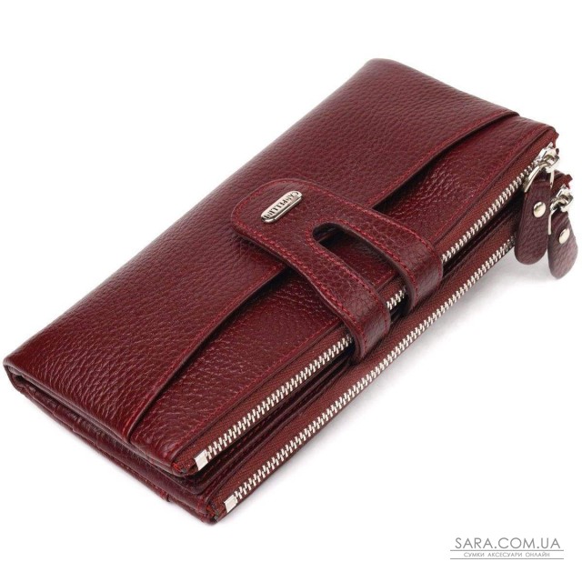 Гарний гаманець із натуральної зернистої шкіри CANPELLINI 21636 Бордовий Гарний гаманець із натуральної зернистої шкіри CANPELLINI 21636 Бордовий
