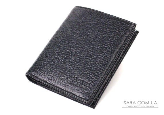 Невеликий чоловічий гаманець із натуральної зернистої шкіри без застібки BOND 21988 Чорний