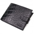 Модний гаманець для чоловіків з натуральної фактурної шкіри з тисненням під крокодила BOND 21995 Чорний