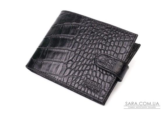 Модний гаманець для чоловіків з натуральної фактурної шкіри з тисненням під крокодила BOND 21995 Чорний